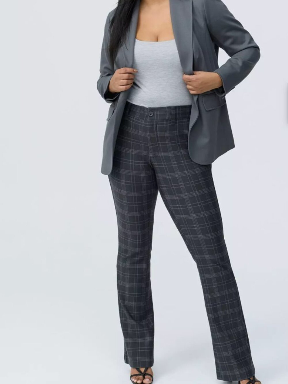 Torrid System Plaid Grey Studio Trouser Bootcut Ponte Knit Office Business Pants